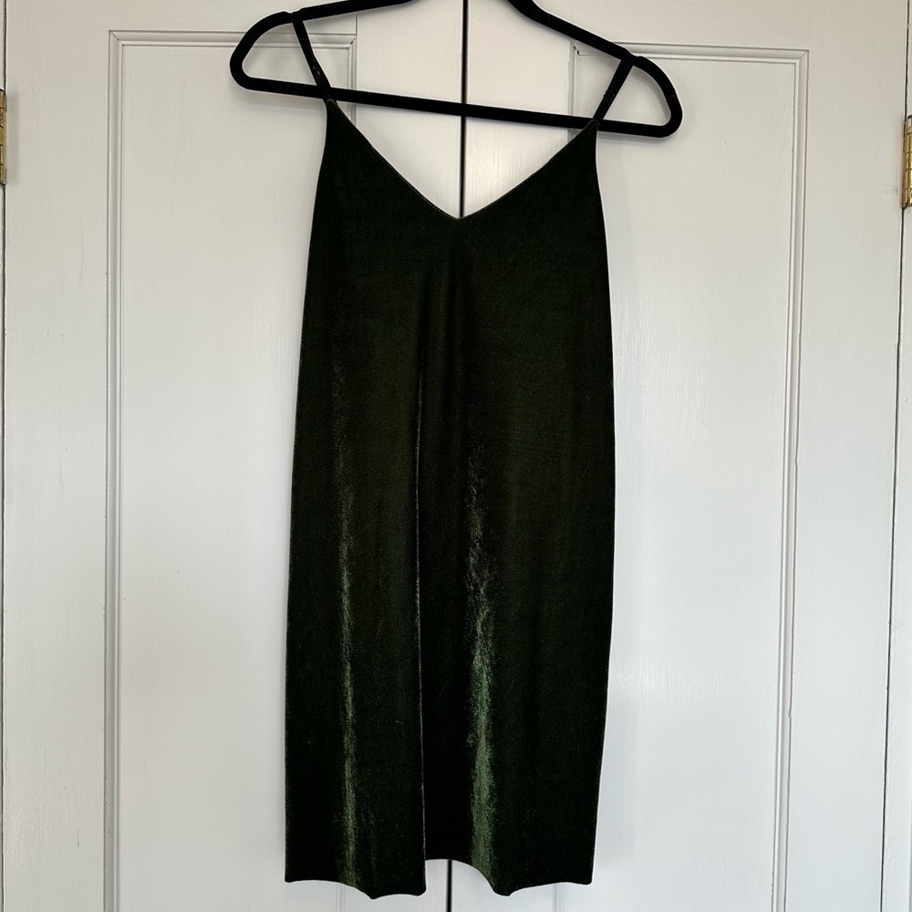 THIRTY 6 POINT 5 Green Velour/Velvet Tank Top Shift Dress